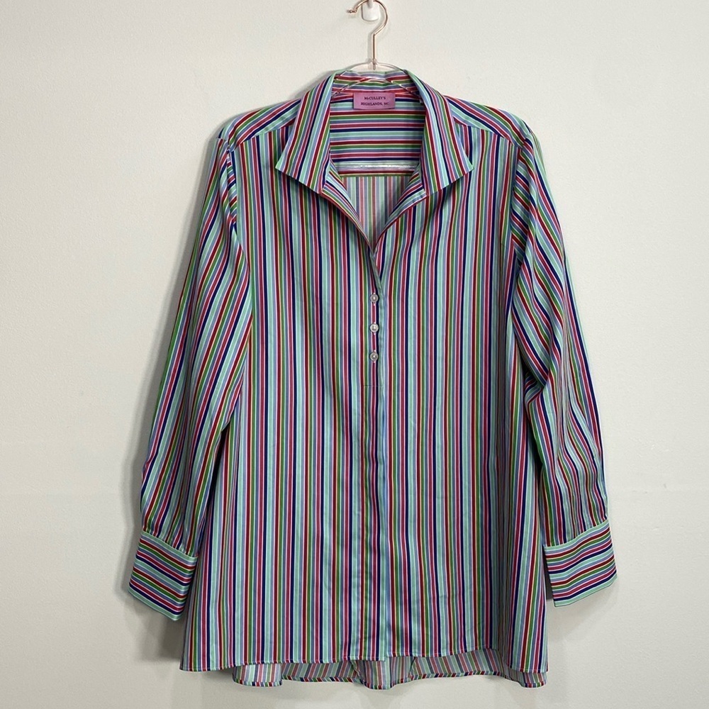 McCulley's Highlands Stripped Cotton Button Down Top XL?
